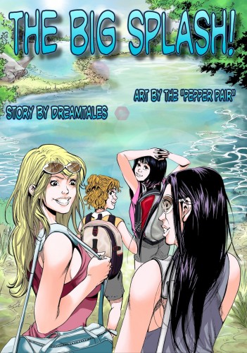 A remote lake makes a group of girls grow and shrink in the Big Splash, a Giantess Comic by DreamTales