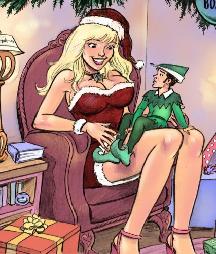 Giantess Jenny has a Christmas surprise for her shrunken boyfriend Brad in Gift of the Magi by DreamTales and Bojay